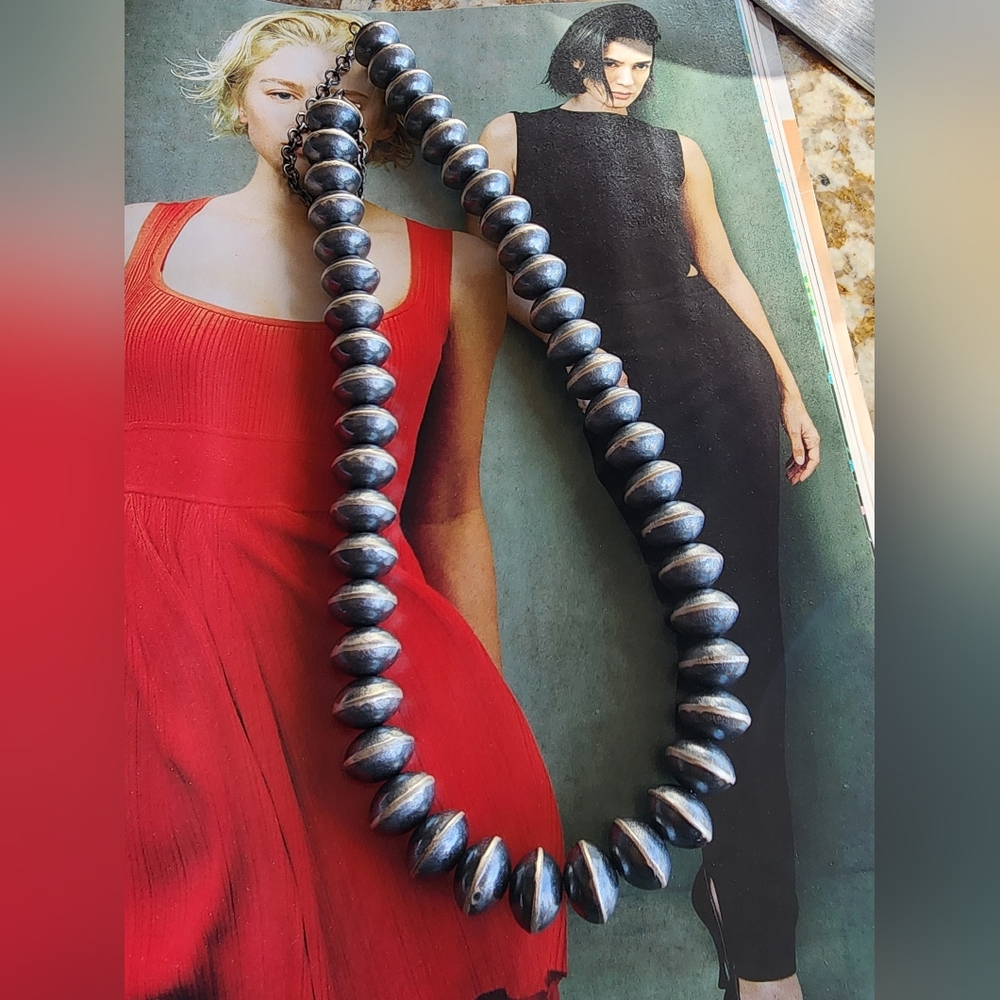Sophisticated Sterling Silver Beaded Pearl Necklace